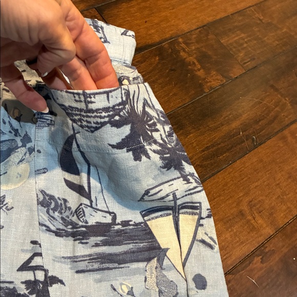 Denim & Co. Women's Naturals Sailboat print Linen Blend Midi Skirt XLP NWOT - Picture 4 of 10